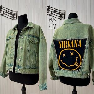 Nirvana acid wash denim jacket